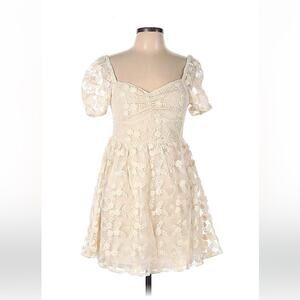 Fashion Nova Tiana lace mini dress in cream, size large NWT